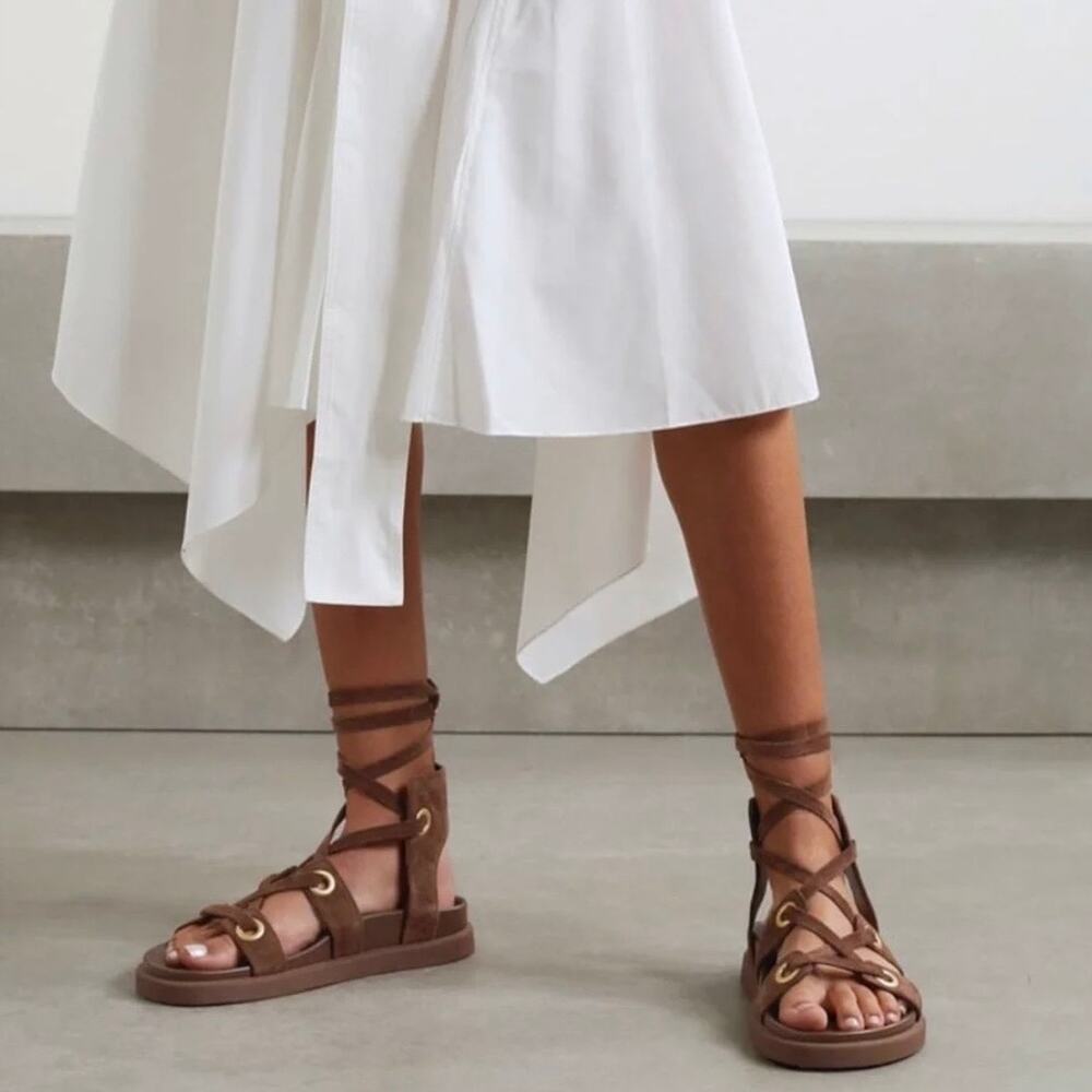 Gianvito Rossi Suede Gladiator Sandals | Size 37 / US 7 | Platform Sandals